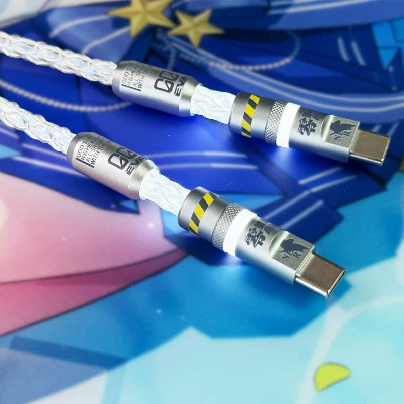 Customized manual data cable for mechanical keyboard with EVA theme design, dual type C aviation plug, dual 8K luminous data cables, magnetic axis mechanical keyboard