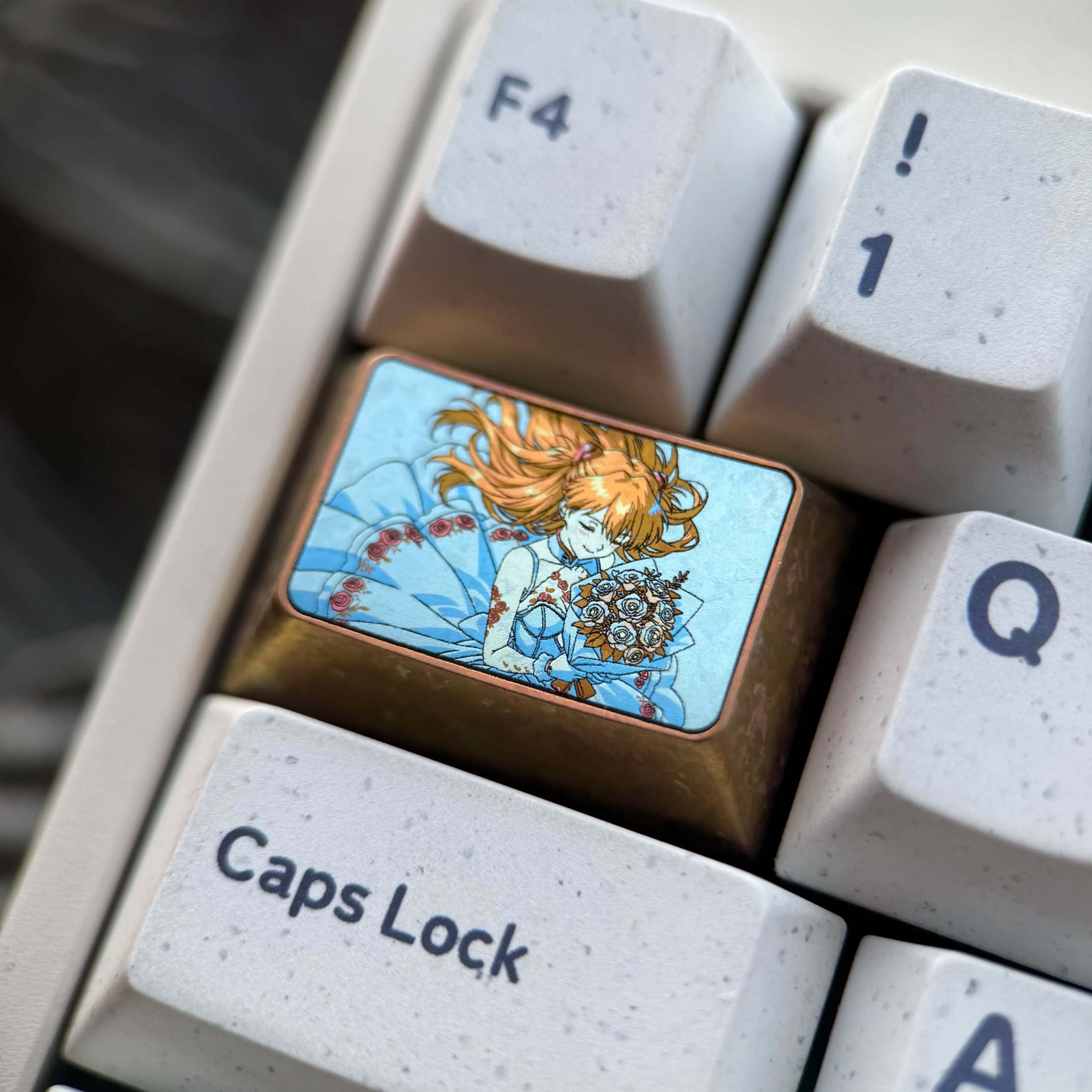 EVA Asuka Wedding Dress Theme, 1.5 U TAB，titanium alloy personalized keycaps, game creative cultural mechanical keyboard decorative keycaps