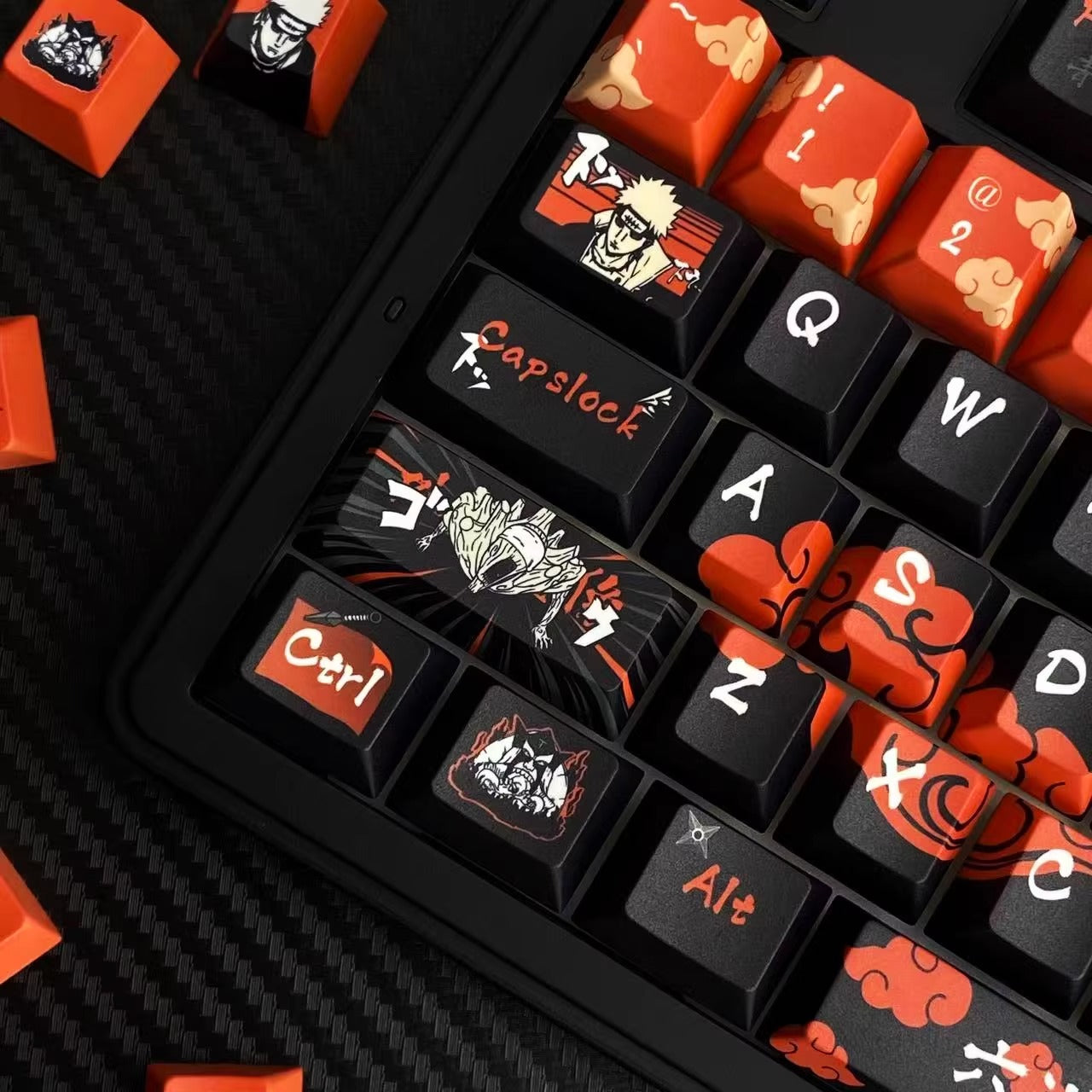 Naruto, Akatsuki, Pain themed PBT material personalized keycap set, compatible with 61/64/68/75/84/87/104 mechanical keyboards