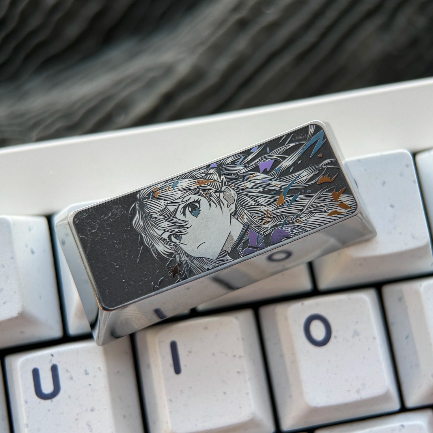 EVA series, 2.25U/2U titanium alloy finely carved personalized keycaps, anime culture creative peripheral mechanical keyboard metal decorative keycaps