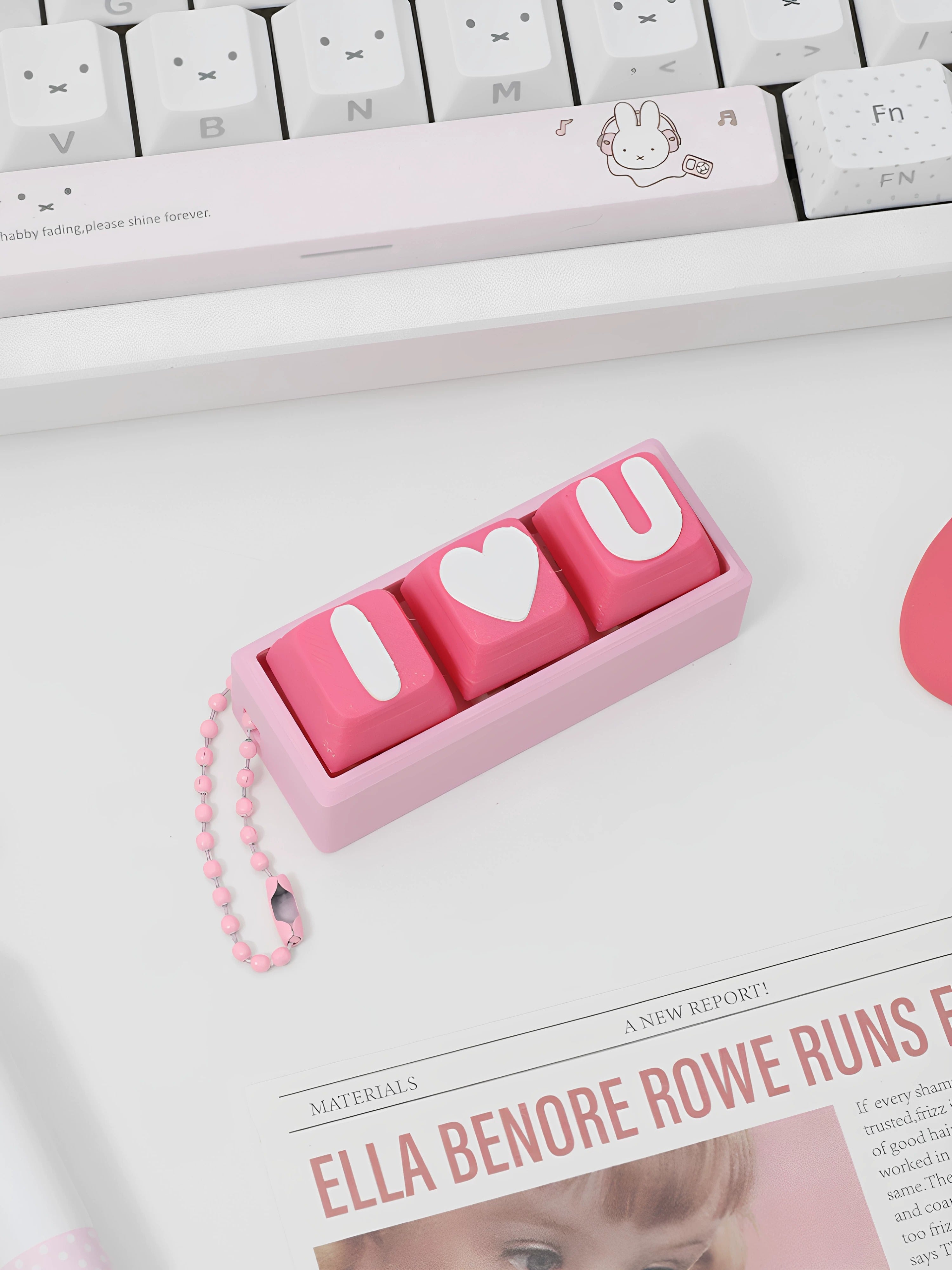 Cute letter combinations, love,switch tester, keycap keychain, cat themed keycap switch mechanical keyboard creative peripheral cultural products.