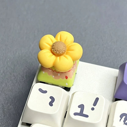 Personalized keycaps with cute flower designs, cut cartoon keycaps with flowers, romantic flowers, mechanical keyboard decorative keycaps