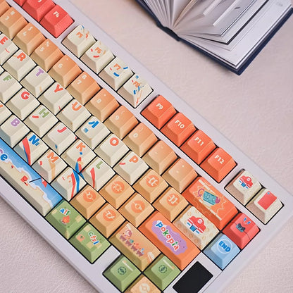 Pok é mon themed cartoon version PBT material personalized key cap set, animation game culture creative decoration key cap set, compatible with 61/64/68/75/84/87/104 key mechanical keyboard
