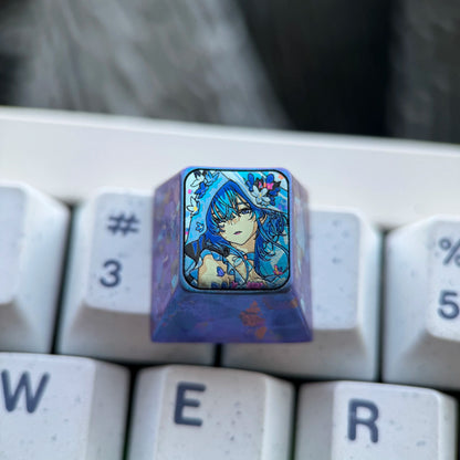 Wuthering Waves, The Shorekeeper theme, 1U titanium alloy personalized keycaps, anime game metal keycaps, mechanical keyboard decorative keycaps