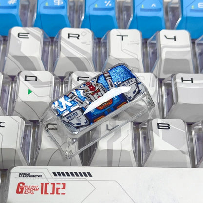 Gundam Theme Design, Mech 2U Backspace Key PC crystal resin gilded personalized keycaps, anime creative cultural peripheral products, decorative keycaps