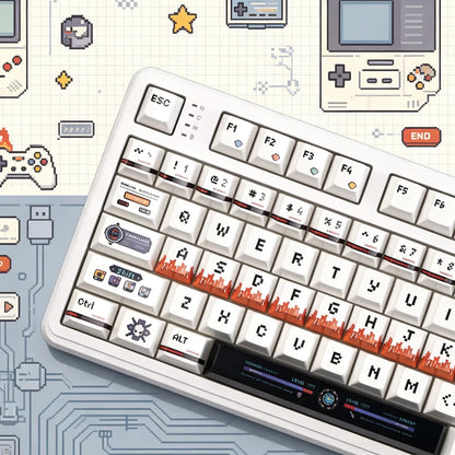 Pixel world keycaps, PBT material personalized keycap set, creative decorative keycap set, compatible with 61/64/68/75/84/87/104 mechanical keyboard replacement keycap