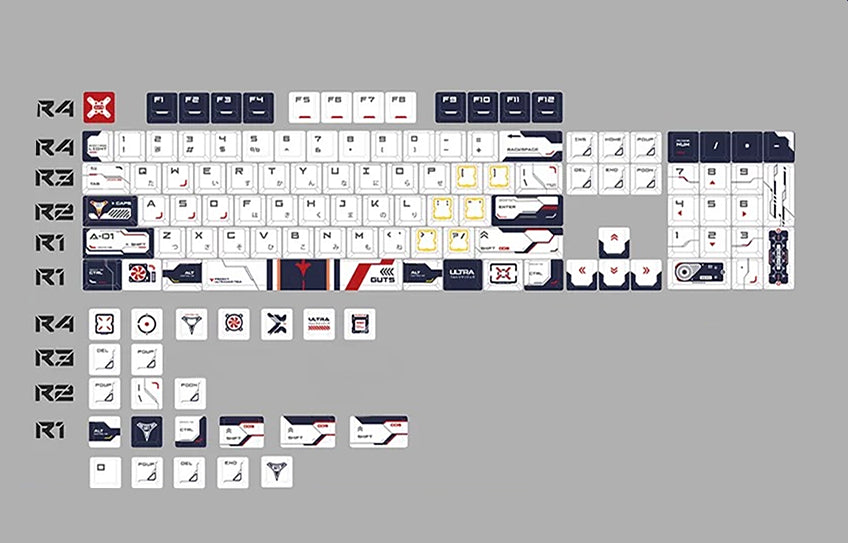 Ultraman Tiga，Global Unlimited Task Squad theme, carbon fiber texture PBT material anime and game cultural and creative keycaps set, Compatible with 61/64/68/75/84/87/104 Key Mechanical Keyboard Keycap Set