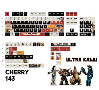 Ultraman series, monster themed collection! PBT material sublimation process, anime keycap set suitable for 61/64/68/75/84/87/104 Key Mechanical Keyboard