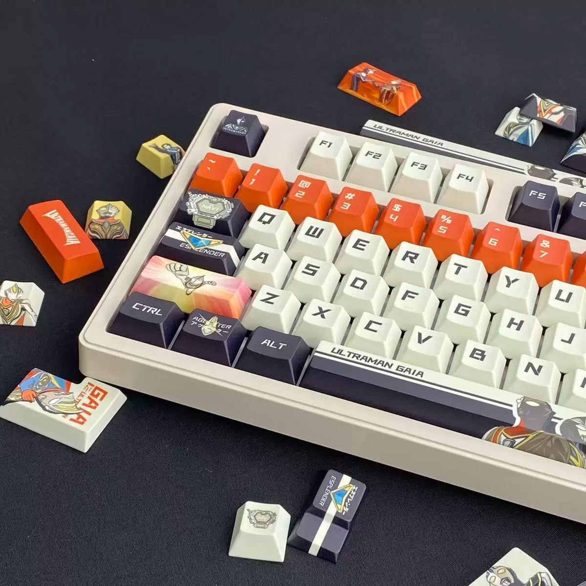 Ultraman Gaia PBT material personalized key cap set, animation game culture creative decoration key cap set, compatible with 61/64/68/75/84/87/104 key mechanical keyboard