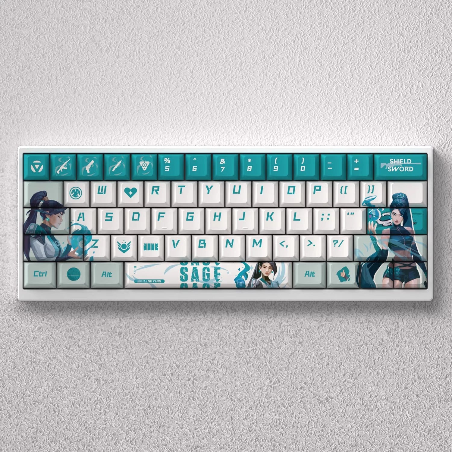 VALORANT series, Sage theme, original high PBT material compatible MX switch mechanical keyboard, anime game theme set keycaps, mechanical keyboard replacement keycap set