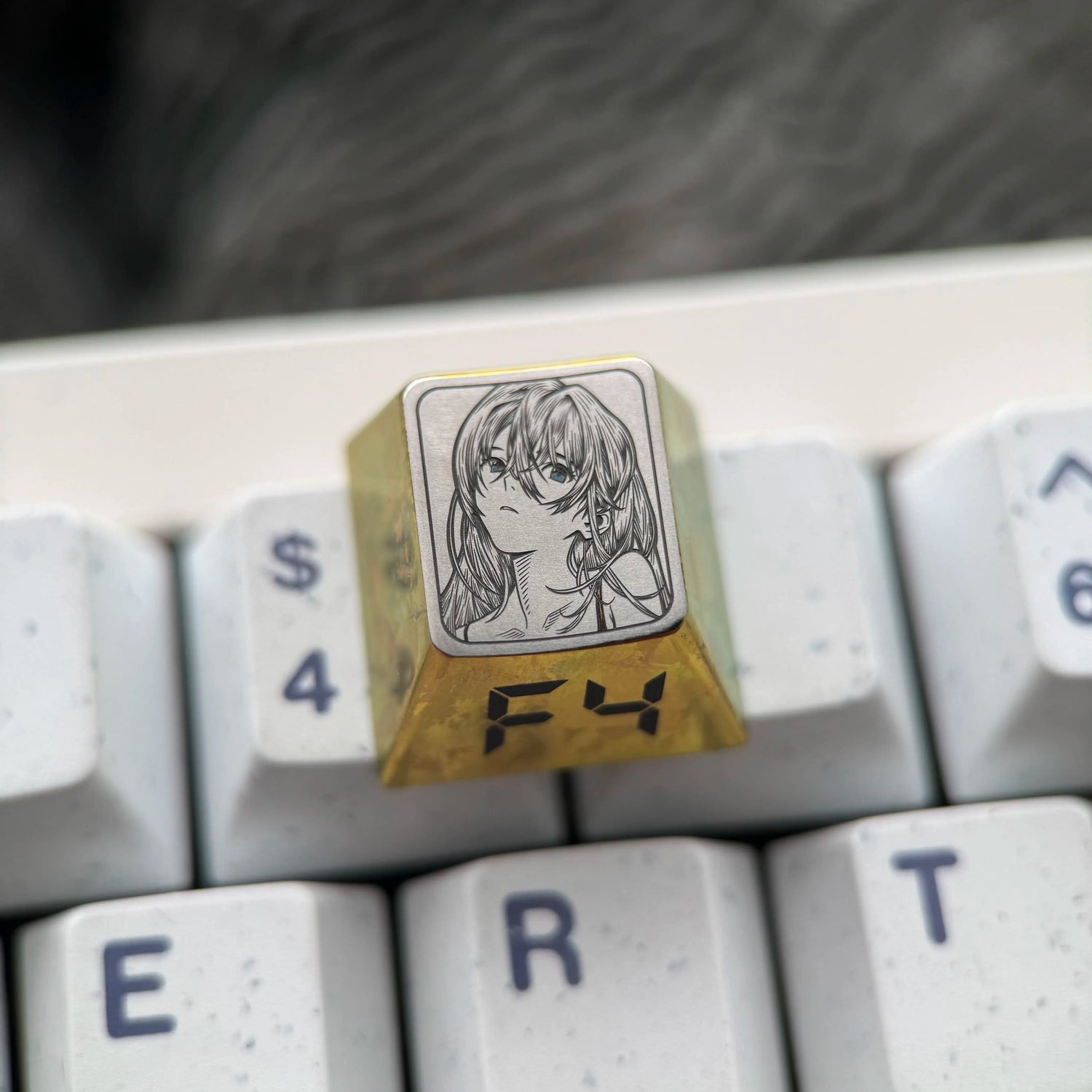 EVA， Asuka theme, F1-F12 precision carving 1 U titanium alloy personalized keycaps, anime and game cultural creative keycaps, mechanical keyboard decorative keycaps