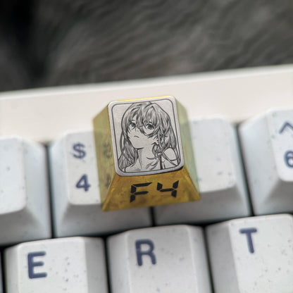 EVA， Asuka theme, F1-F12 precision carving 1 U titanium alloy personalized keycaps, anime and game cultural creative keycaps, mechanical keyboard decorative keycaps