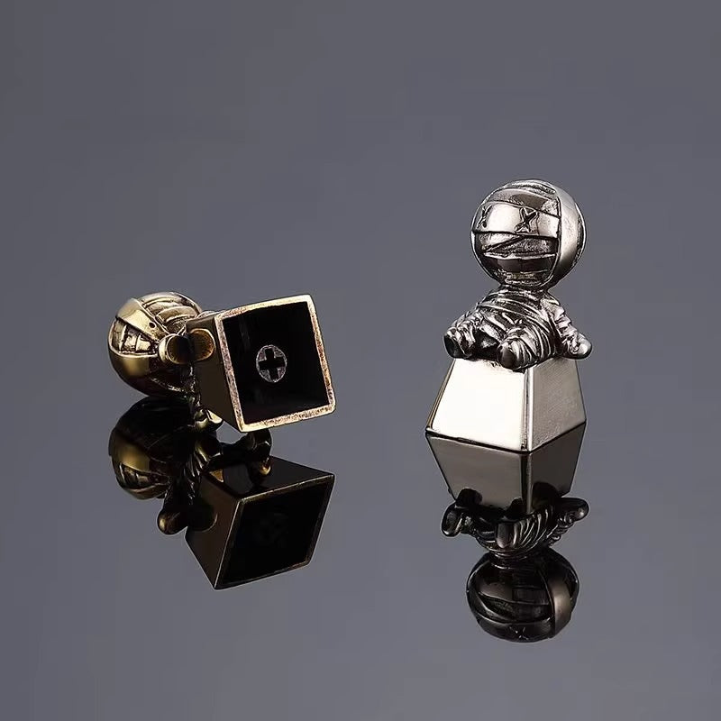 Metal doll mummy personalized keycaps, pure copper material artistic decorative keycaps