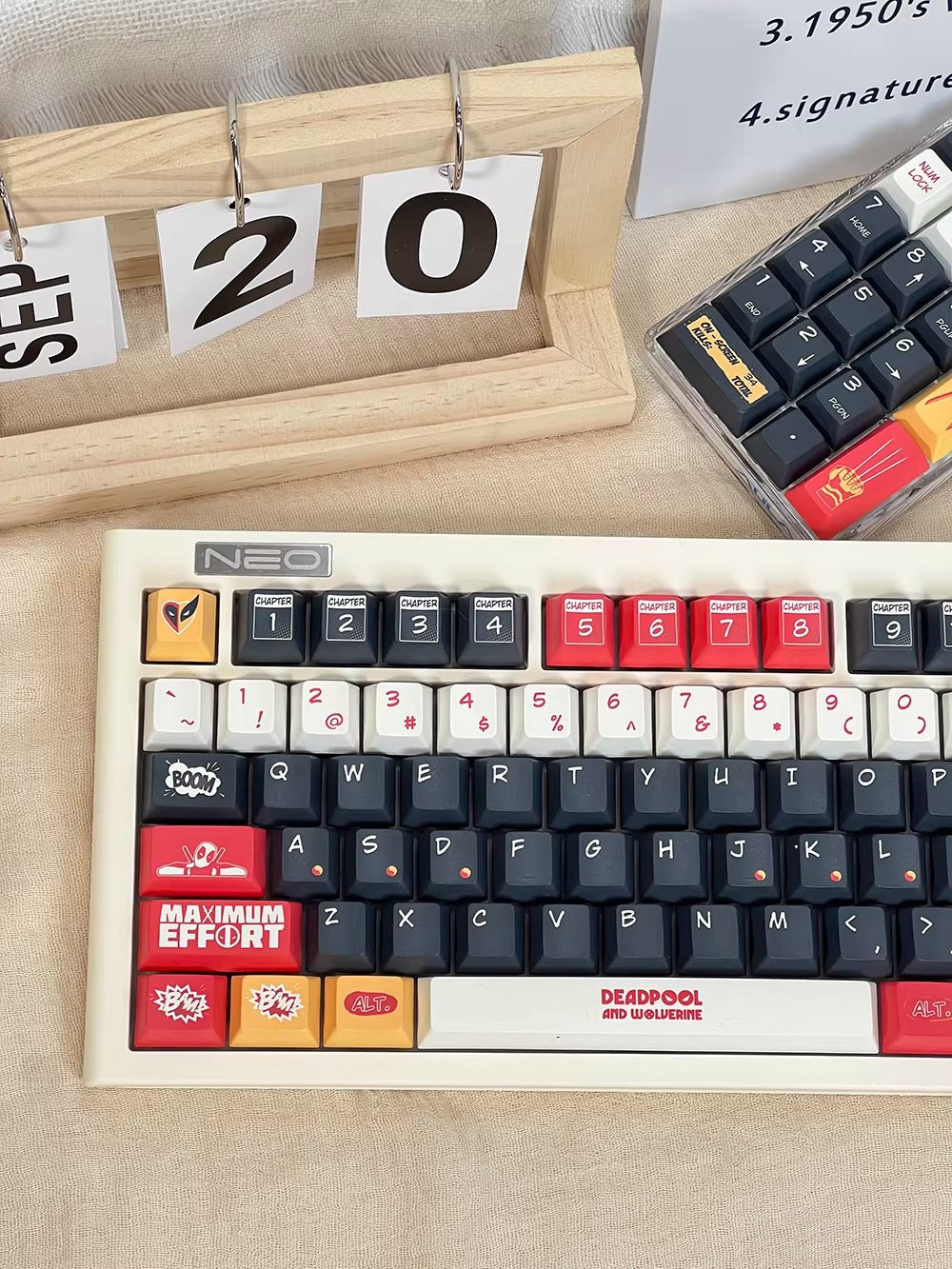 Deadpool&amp;Wolverine theme, 155 keys - Original factory height PBT full five sided thermal sublimation mechanical keyboard decoration keycap set