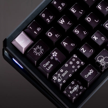 Spring and Jingming Black Theme Theme, Keycap Set PBT Metallic Texture personalized keycap set, , compatible with 61/64/68/75/84/87/104 mechanical keyboard