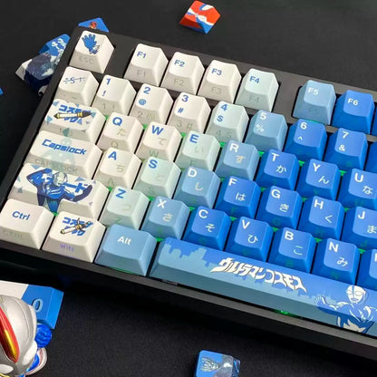 Ultraman series, Ultraman Cosmos themed personalized keycap set, PBT material original factory highly personalized keycap set, anime and game themed keycaps, suitable for 61/64/68/75/84/87/104 key mechanical keyboards.