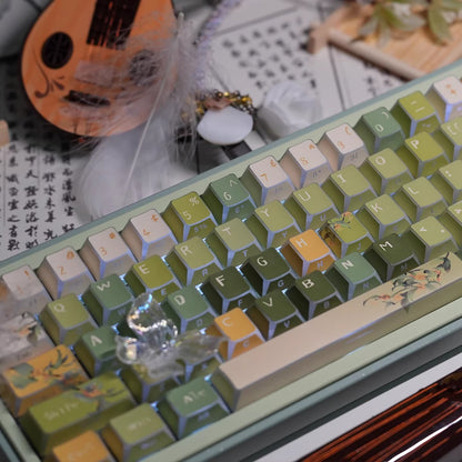 Oolong tea theme, afternoon tea, PBT material, sublimation， Personalized keycap set, original factory height mechanical keyboard decorative keycap set