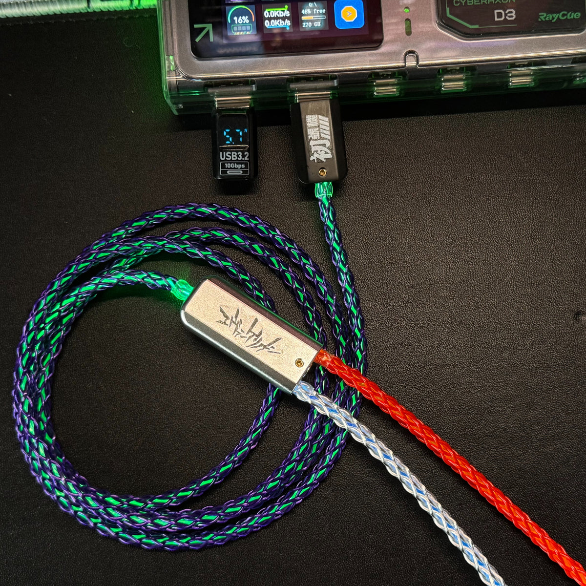 Customized manual data cable for mechanical keyboard with EVA theme design, dual type C aviation plug, dual 8K luminous data cables, magnetic axis mechanical keyboard