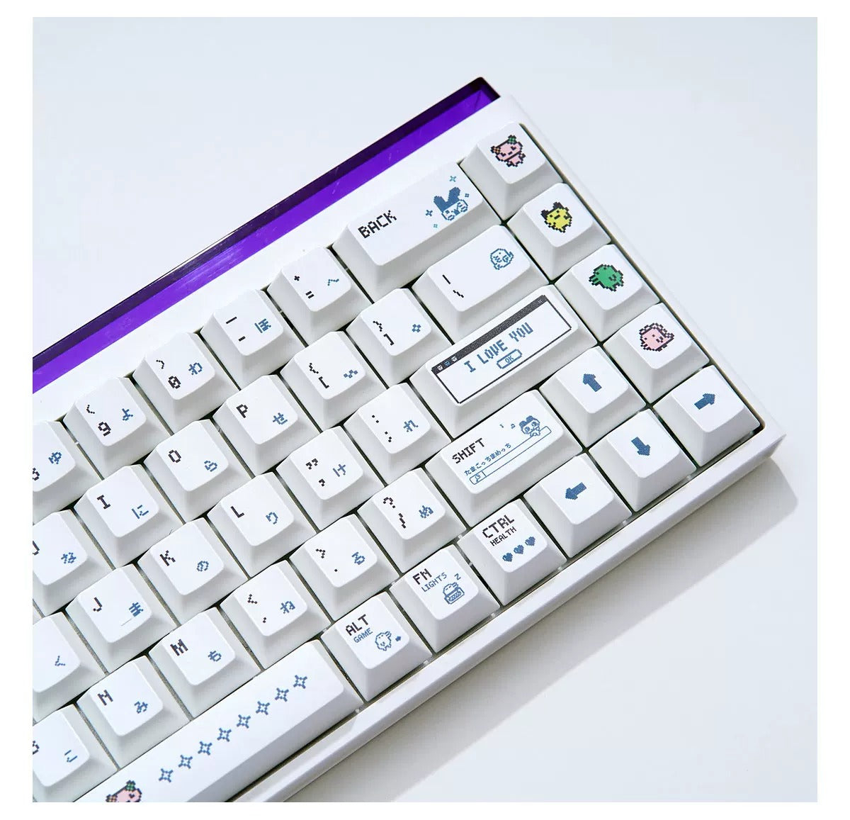 Electronic Pet, Virtual Pet theme design replaces keycaps, PBT material material personalized keycap set, compatible with 61/64/68/75/84/87/104 mechanical keyboard replacement keycap