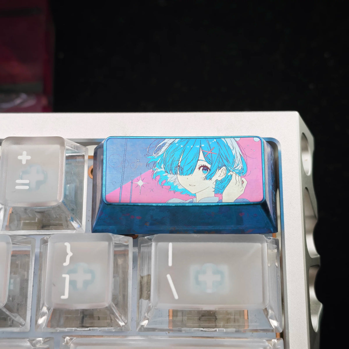 Re: Life in a different world from zero, Rem, 2 U Backspace key titanium alloy personalized keycaps, anime and game cultural creative keycaps, mechanical keycaps decorative keycaps