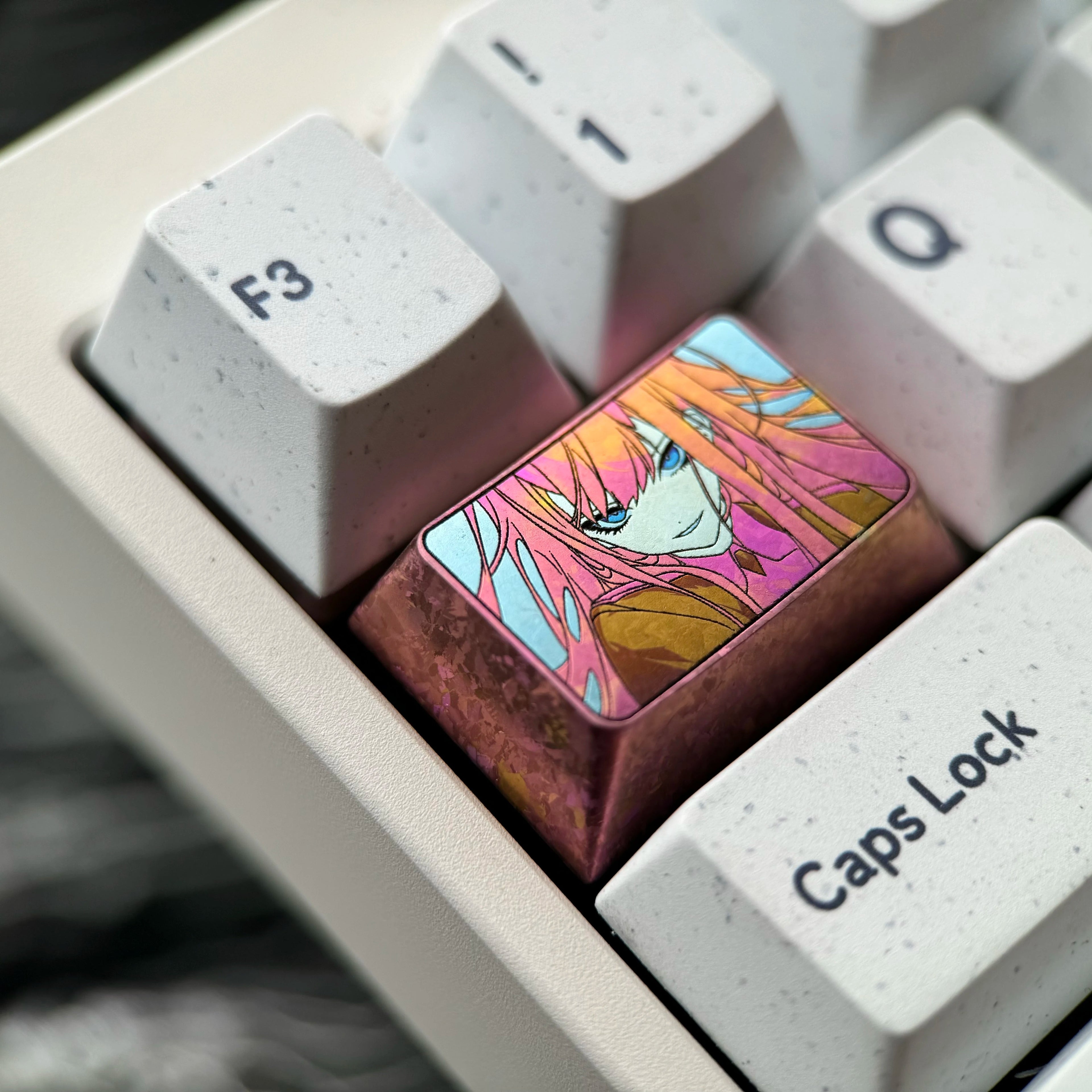 DARLING in the FRANXX ， 02 Theme, 1.5U titanium alloy decorative keycaps, metal carved personalized keycaps