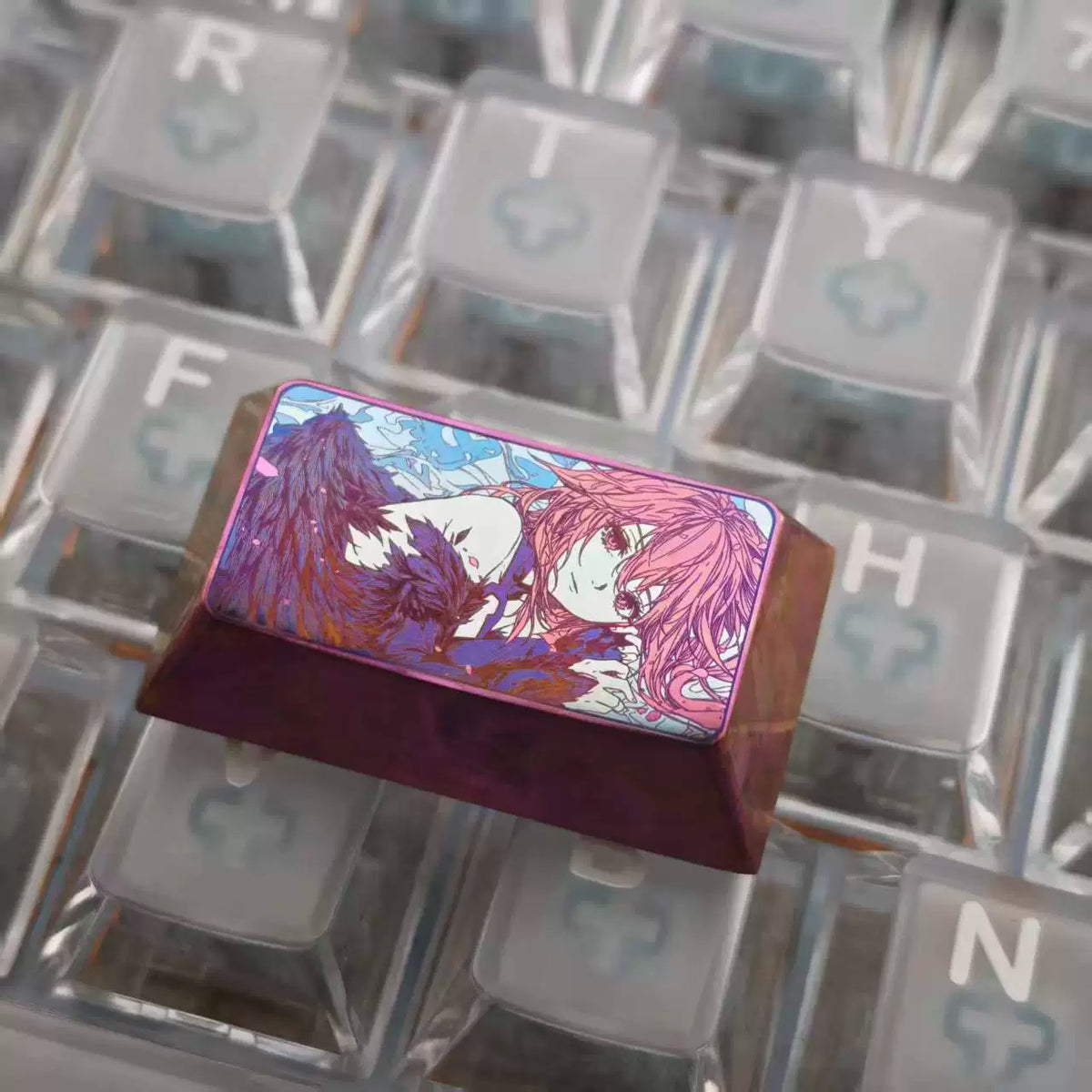 Guilty Crown，Yuzuriha Inori 1.75 U titanium alloy personalized keycaps, mechanical keyboard decorative keycaps, anime and game cultural creative keycaps