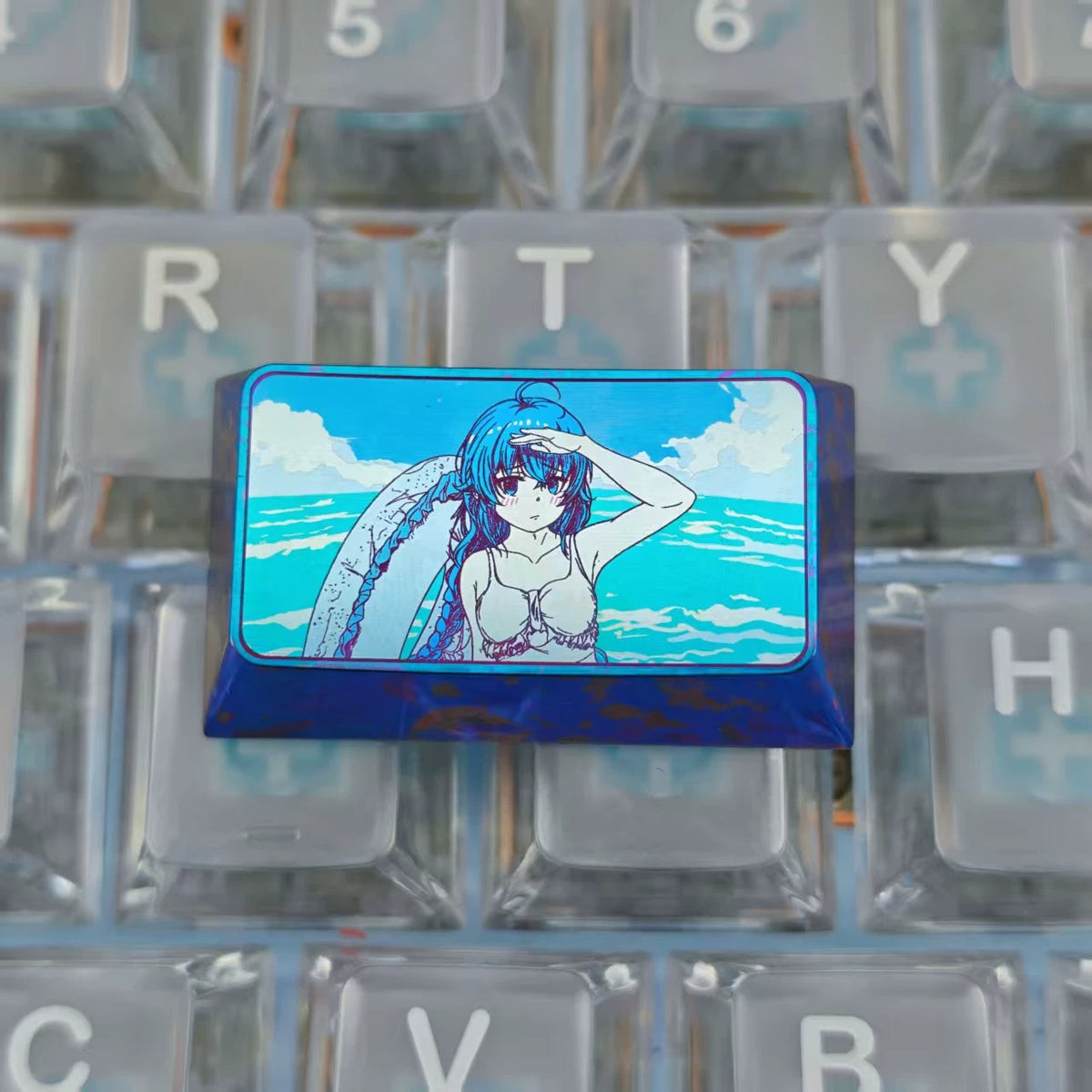 Mushoku Tensei: Jobless Reincarnation，Roxy Migurdia Greyrat themed 1.75U titanium alloy personalized keycaps, mechanical keyboard decorative keycaps, anime and game cultural creative keycaps