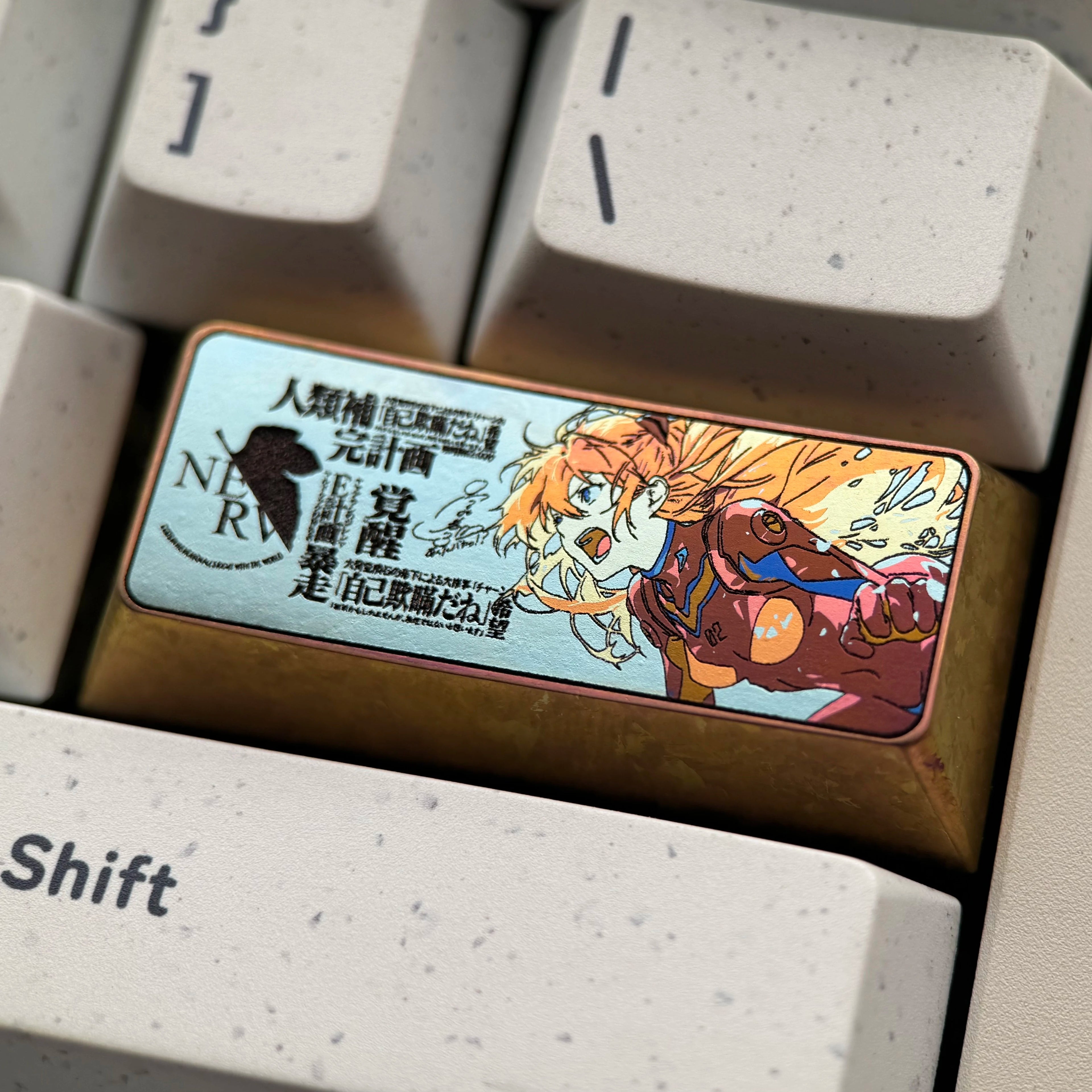 EVA， Asuka Human Instrumentality Project，2.25 U Titanium alloy personalized keycaps, anime and game cultural creative keycaps, mechanical keyboard decorative keycaps