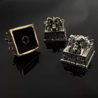 Ancient Egyptian Skeleton Pharaoh, Pure copper material，Metal Personalized Keycaps, Mysterious Egyptian Culture Creative Custom Mechanical Keyboard Art Decorative Keycaps