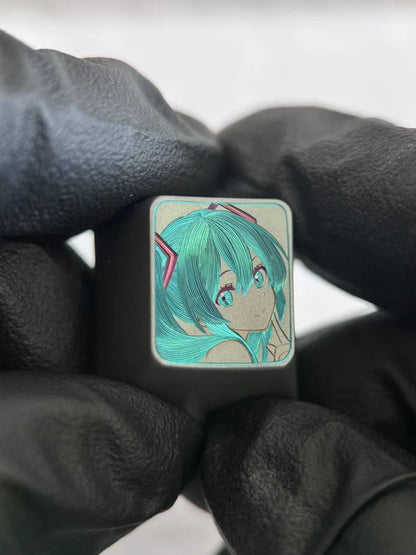 Hand carved titanium alloy series Hand carved titanium alloy anode coloring, anime and game culture creative metal hand carved keycaps collection