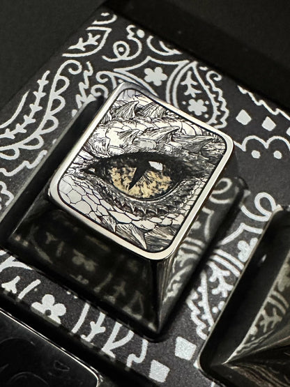 Titanium alloy precision instrument carving, dragon eyes, personalized keycaps, mechanical keyboard creative decorative keycaps