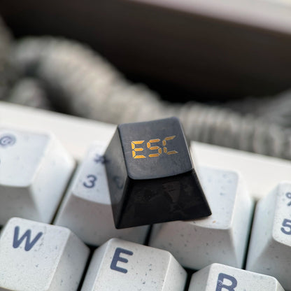 Black titanium alloy ice crystal patterned personalized keycap, titanium alloy simple metal decorative keycap basic version