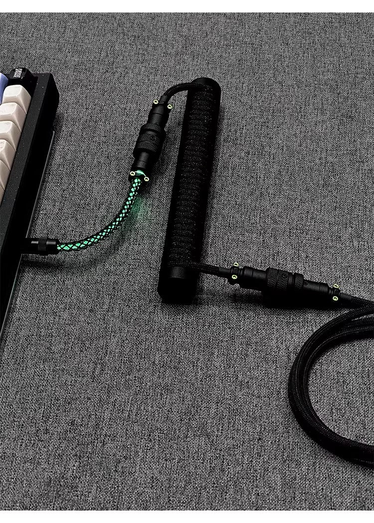 Hand customized three-stage illuminated aviation plug data cable, mechanical keyboard cable supporting magnetic axis keyboard