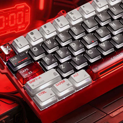 Red Flame Storm Theme  PBT material personalized keycap set, mechanical keyboard replacement decorative keycaps, Transparent Compatible with 61/64/68/75/84/87/104 Key Mechanical Keyboards