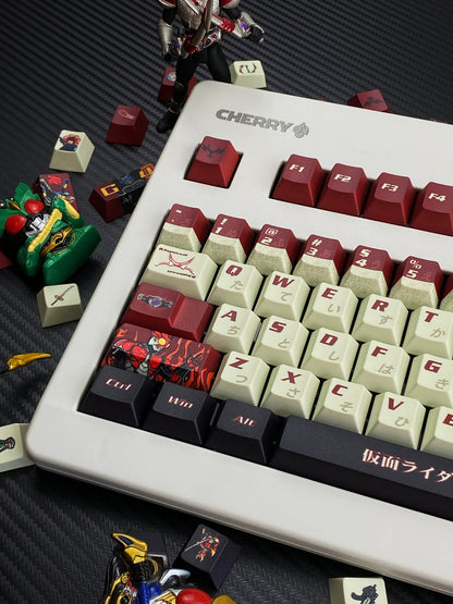 Masked Rider Agito Theme Design Set Keycaps, PBT Material Original Factory Highly Personalized Keycap Set, Anime Game Theme Keycaps, Suitable for 61/64/68/75/84/87/104 Key Mechanical Keyboard