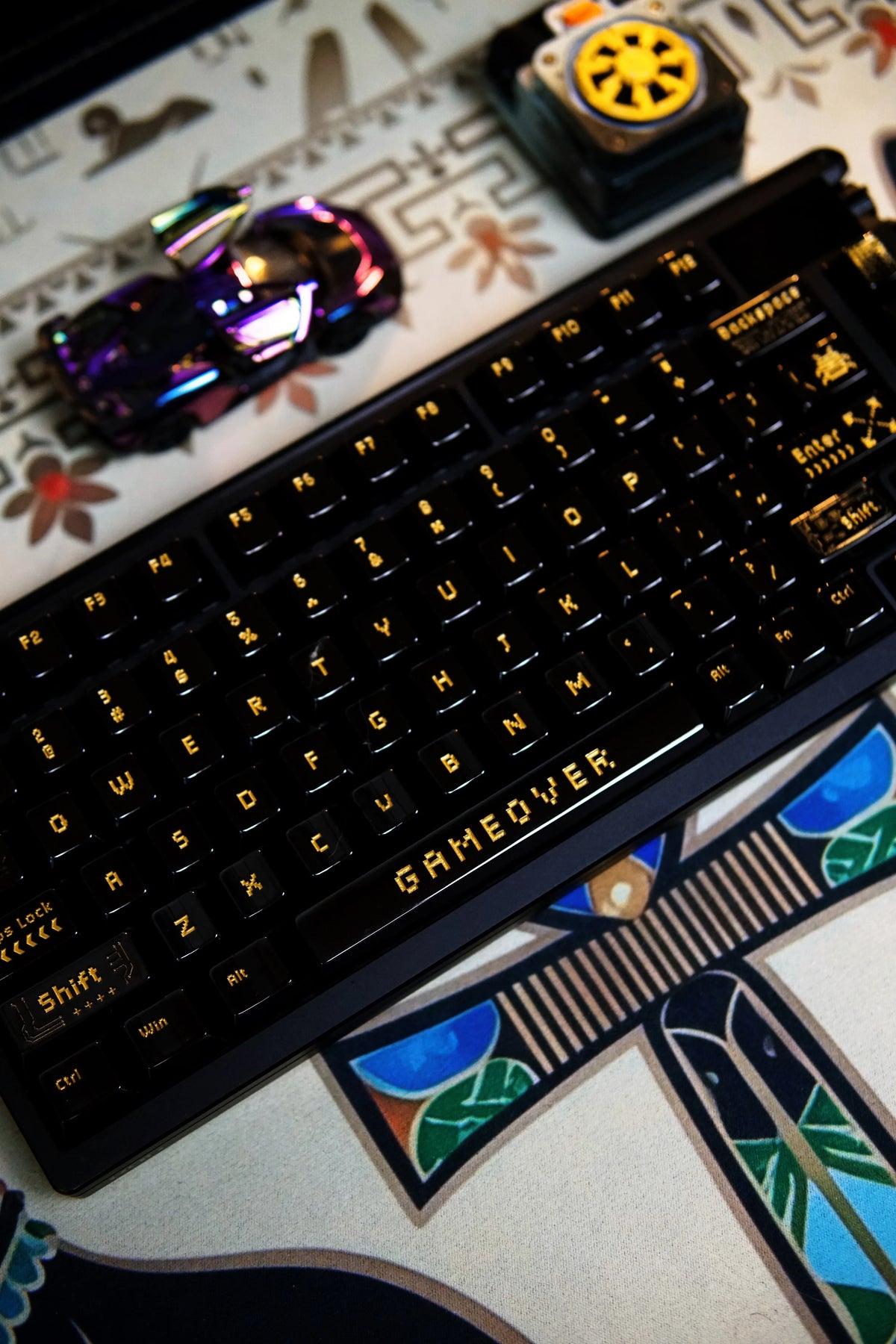 Pixel game theme original design retro arcade game personalized keycap set metal keycap glossy black electroplating, electroplating coating compatible with ROG Extreme ASUS estore/Angry Miao/Razer