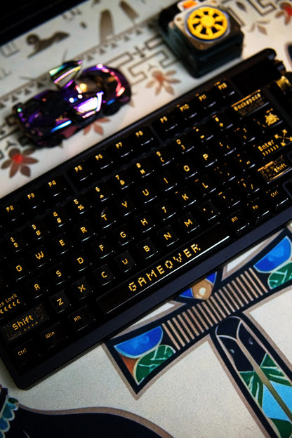 Pixel game theme original design retro arcade game personalized keycap set metal keycap glossy black electroplating, electroplating coating compatible with ROG Extreme ASUS estore/Angry Miao/Razer