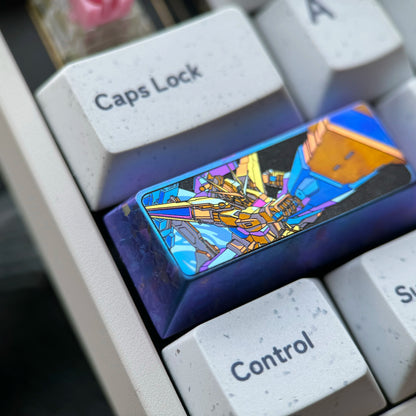 Gundam, 2.25U titanium alloy personalized keycaps, metal art keycaps, anime and game cultural innovation decorative keycaps