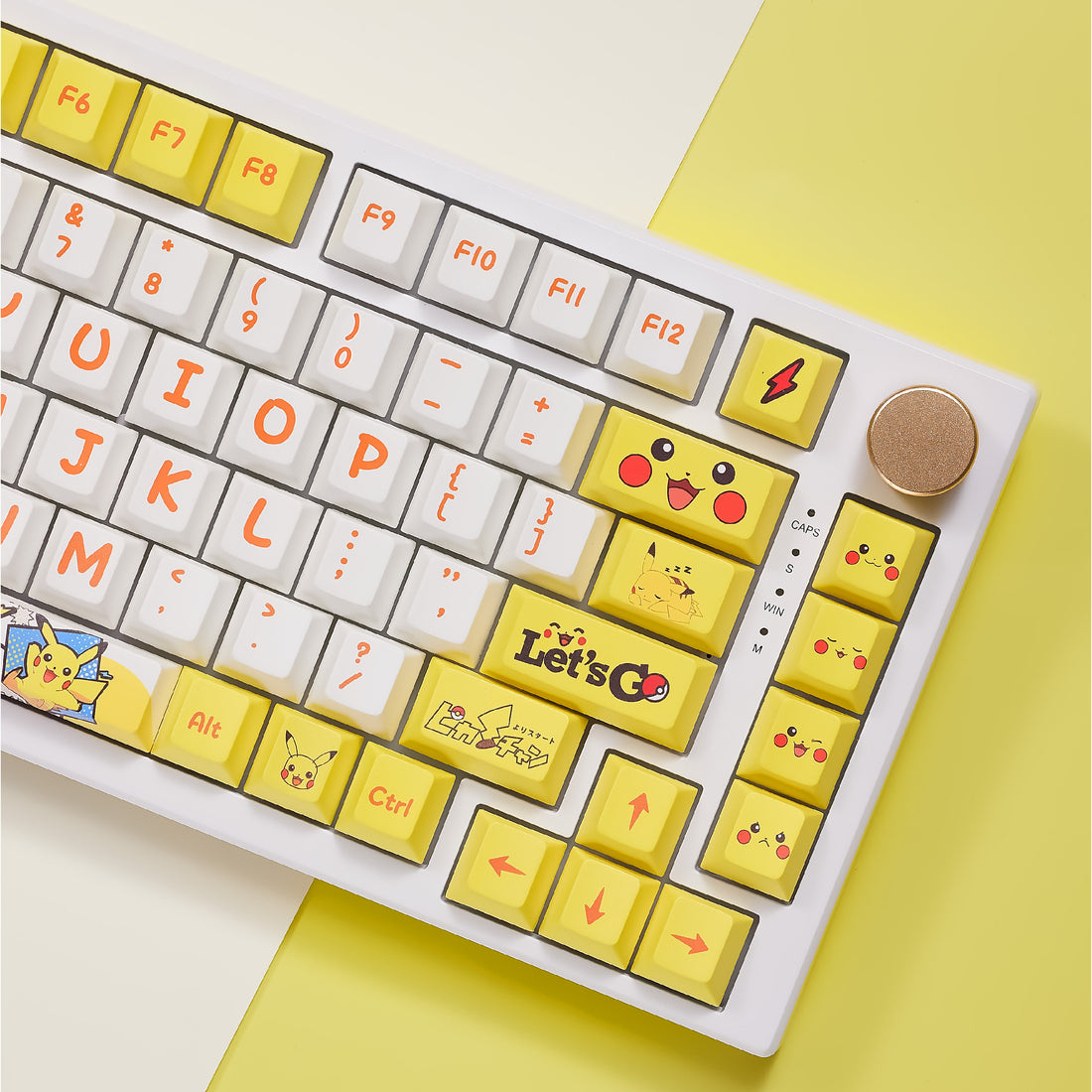 Pok é mon, Pikachu themed design, PBT material, sublimation craftsmanship, large characters, personalized keycaps, mechanical keyboard decorative art keycaps