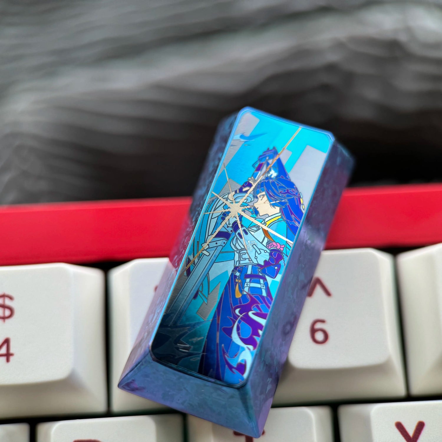 Mechanical keyboard 108% full-size keyboard, PAD keypad number area,+/Enter key, vertical 2U titanium alloy personalized key cap Collection, animation game cultural creative products, mechanical keyboard decorative key cap