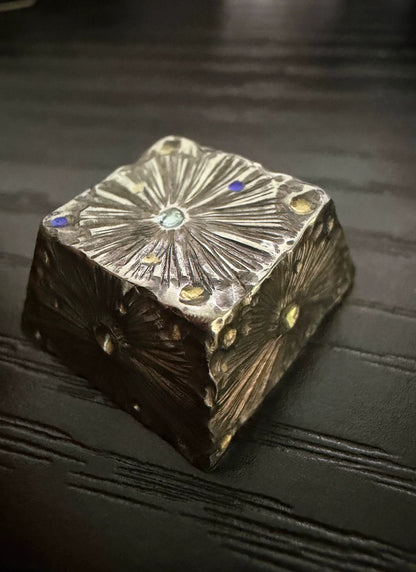 Hand carved titanium alloy meteorite craters, personalized titanium alloy keycaps, mechanical keyboard metal decorative keycaps