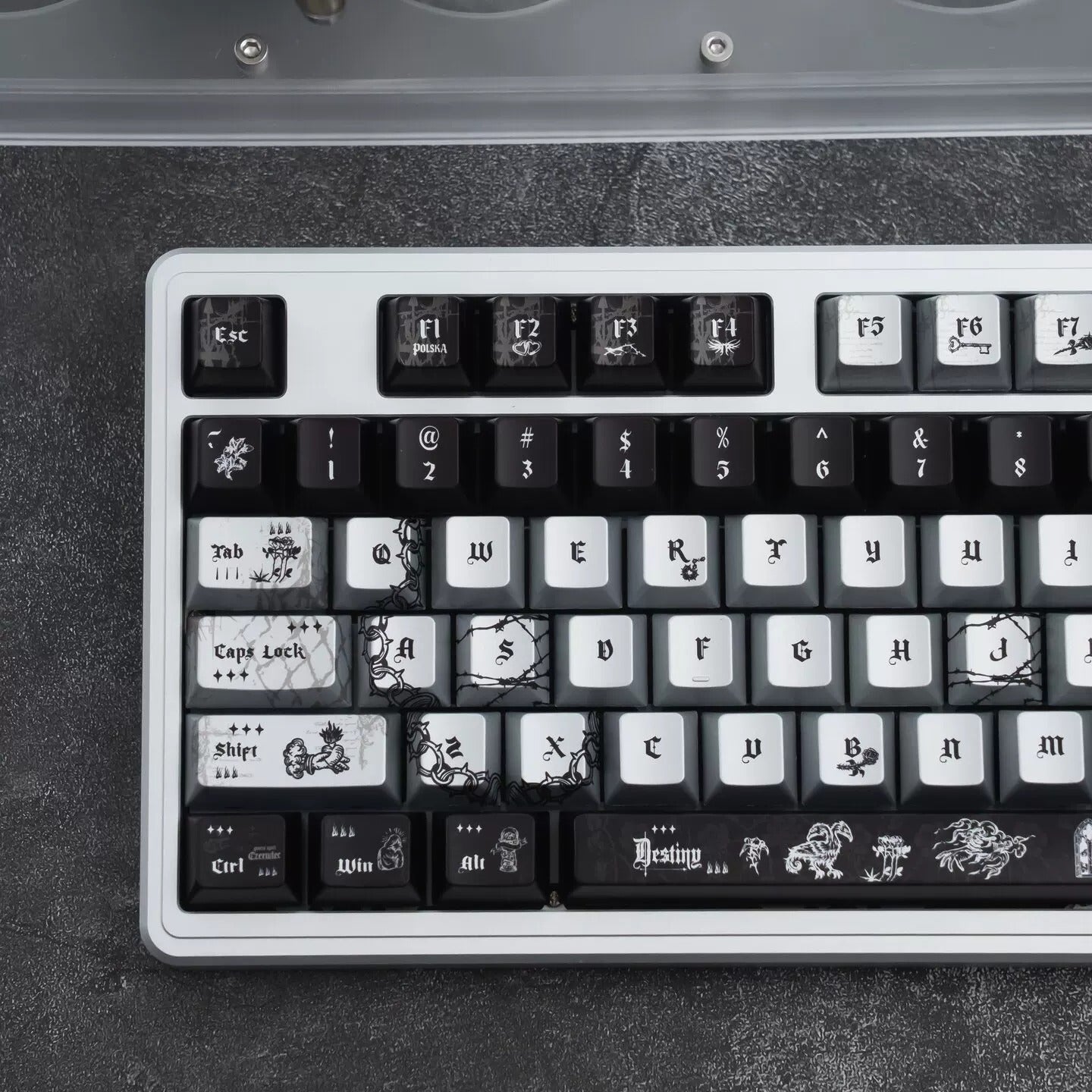Dark Night Thorn Metal Paint Mechanical Keyboard Keycaps PBT Original Factory Height, PBT material personalized keycaps, mechanical keyboard replacement keycap set, Compatible with 61/64/68/75/84/87/104 Key Mechanical Keyboard Keycap Set