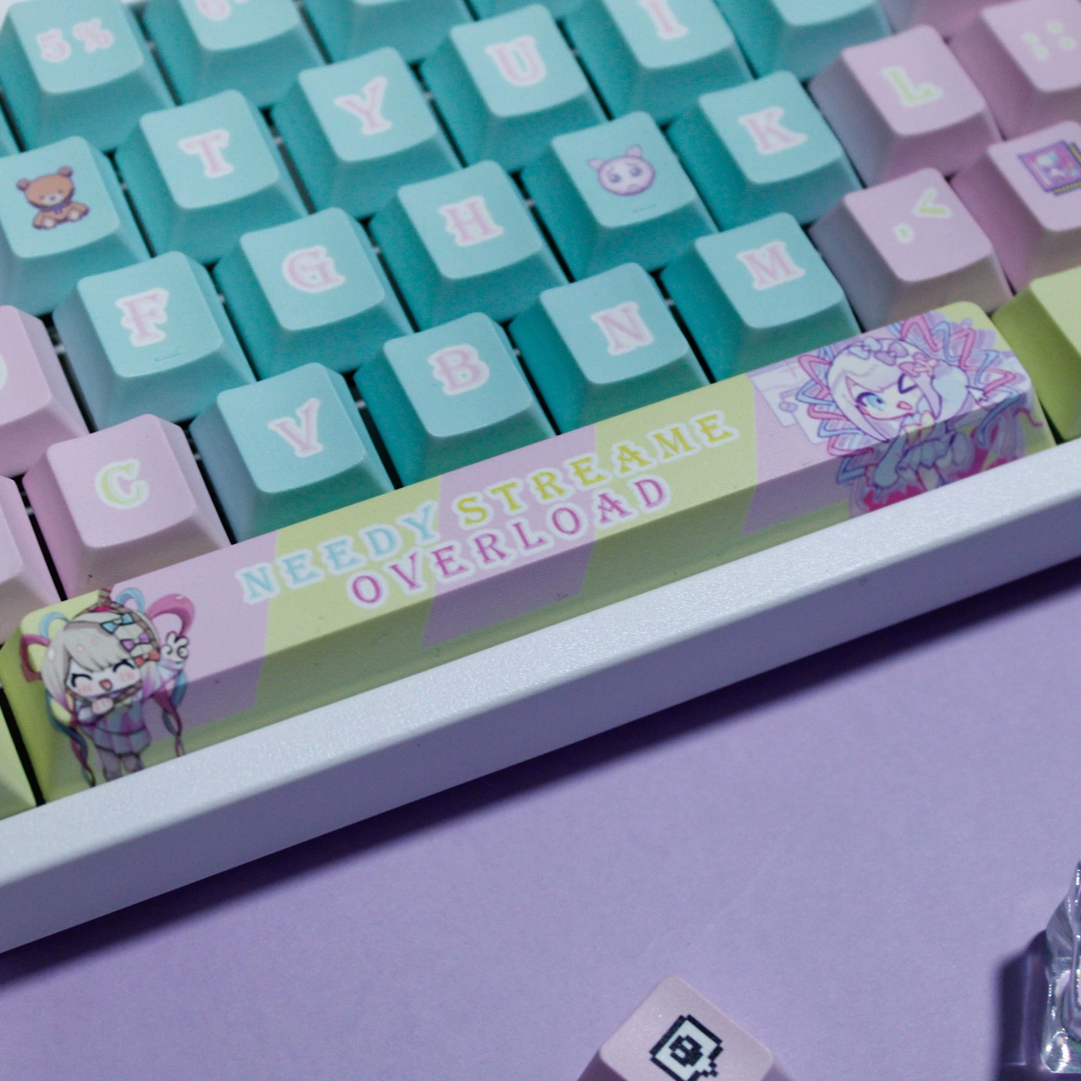 NEEDY GIRL OVERDOSE series, Rain theme, PBT material personalized keycap set, anime keycap culture peripheral mechanical keyboard decoration keycaps， Compatible with 61/64/68/75/84/87/104 key mechanical keyboard keycap set