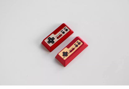 Metal die-cast, 2.25U red and white FC game console controller, mechanical keyboard cap, anodized metal keycap
