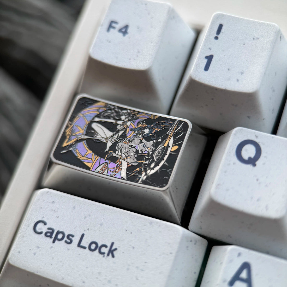 Fate/Grand Order，Ereshkigal， Titanium metal mechanical keyboard keycaps with precision carving of 1.5 Tab keys, decorative keycaps for anime, gaming, cultural innovation