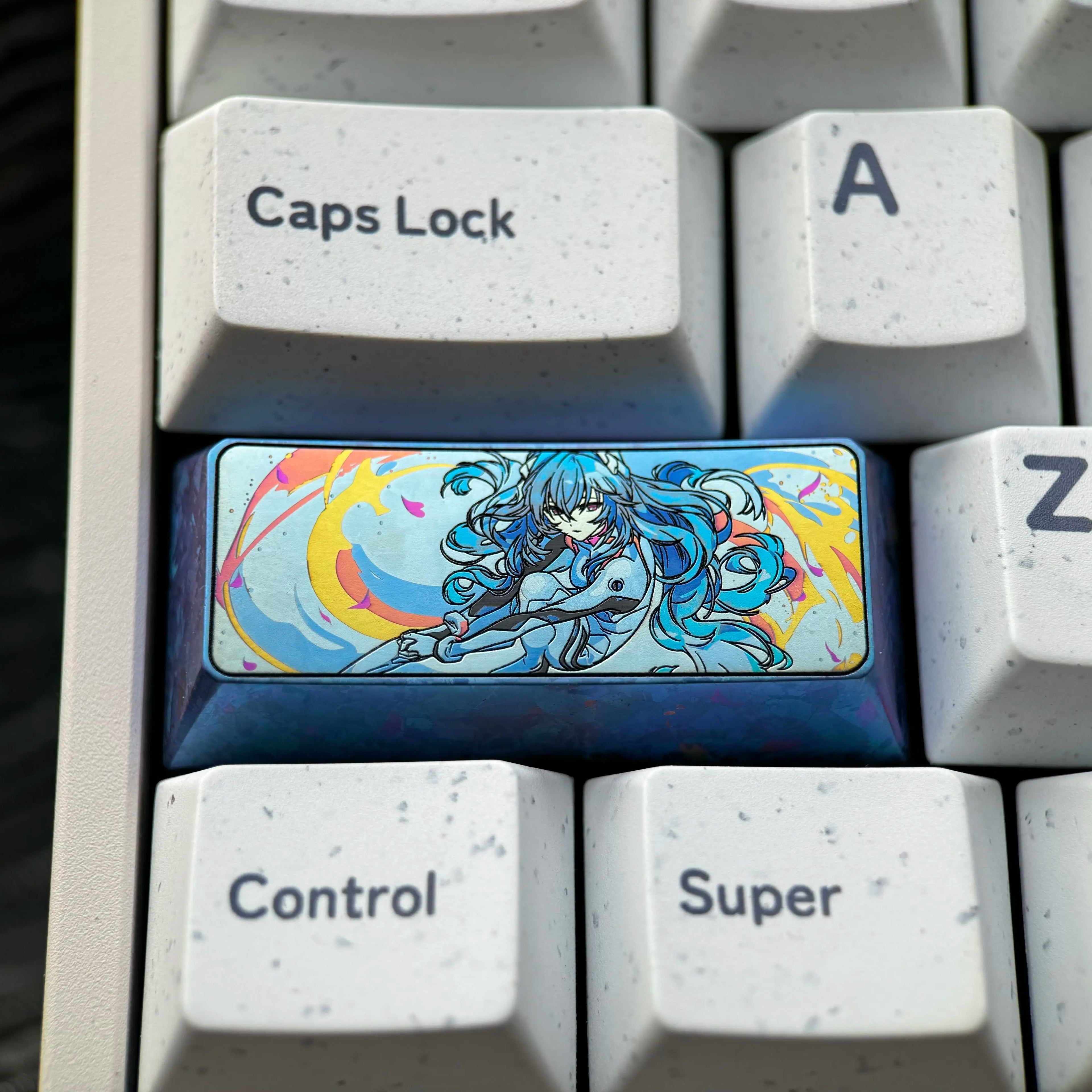 EVA series, Ayanami Rei themed art keycaps, 2.25U titanium alloy personalized keycaps, metal carved decorative keycaps