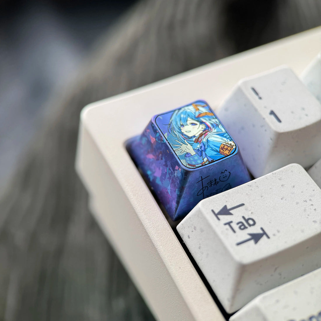 Amane Kanata, 1U titanium alloy personalized keycap, anime and game culture creative mechanical keyboard decoration keycap