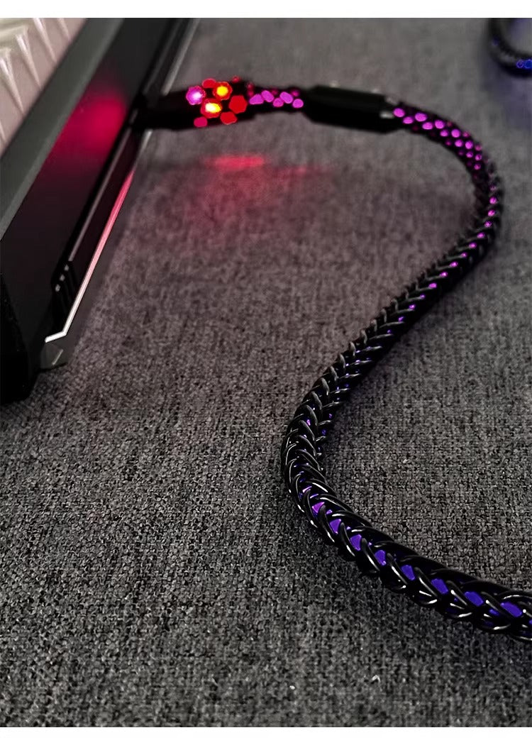 Basic overall luminous single-crystal copper mechanical keyboard customized manual data cable, luminous data cable