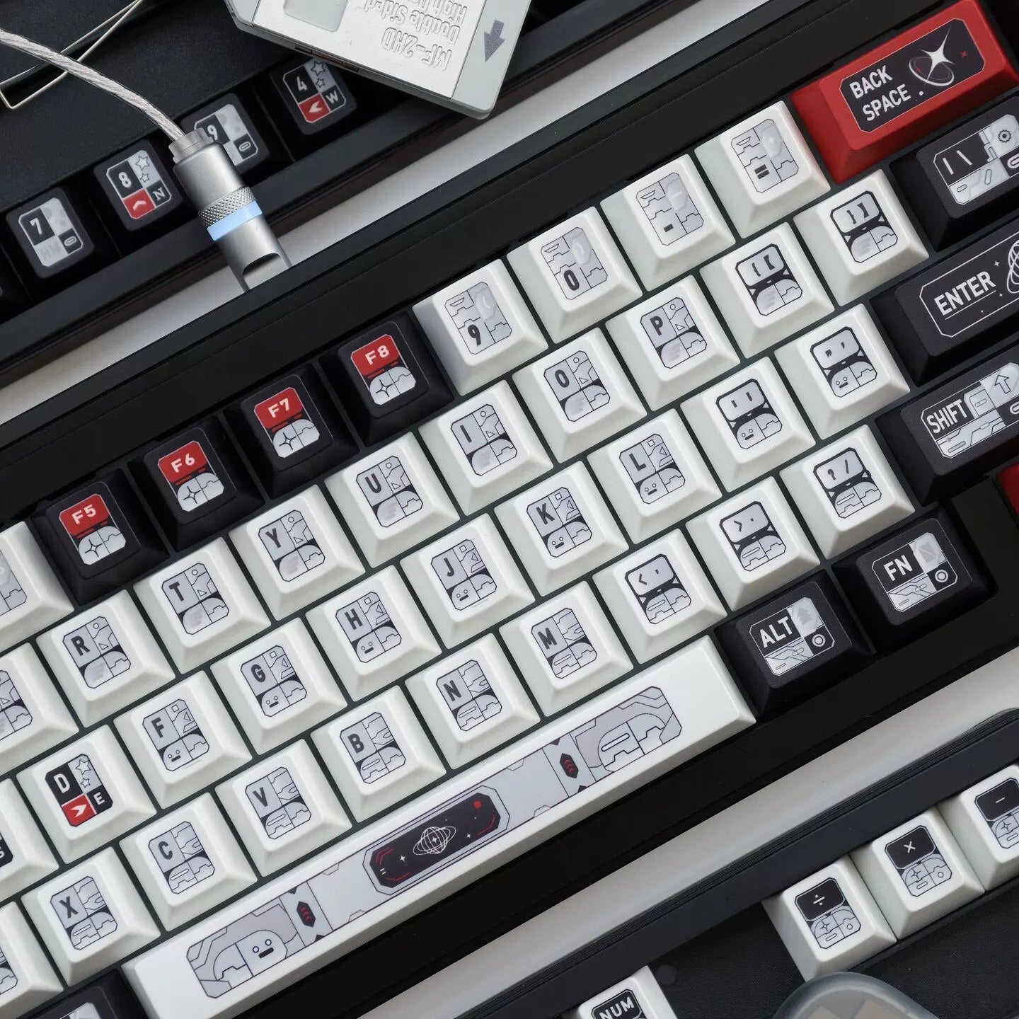 Star Trek Theme Design Keycaps Set, PBT Original Factory Height, PBT material personalized keycaps, mechanical keyboard replacement keycap set, Compatible with 61/64/68/75/84/87/104 Key Mechanical Keyboard Keycap Set