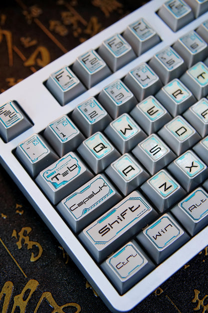 Interstellar theme, futuristic technology style metal keycap set, original high metal carved decorative keycaps